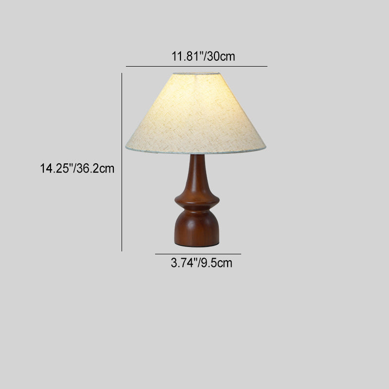 Traditional Vintage Drum Floral Fabric Wood 1-Light Table Lamp For Living Room