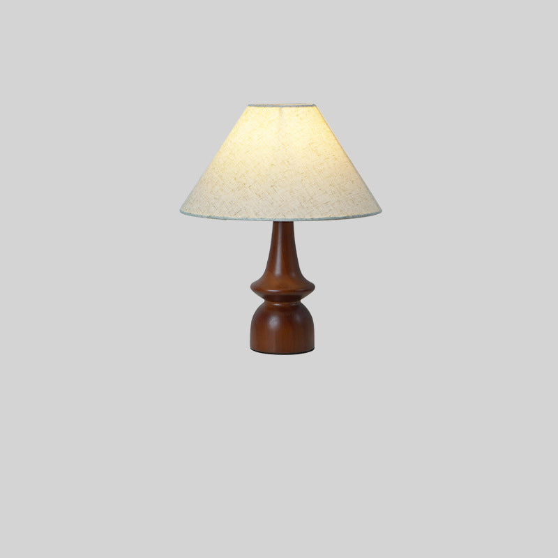 Traditional Vintage Drum Floral Fabric Wood 1-Light Table Lamp For Living Room