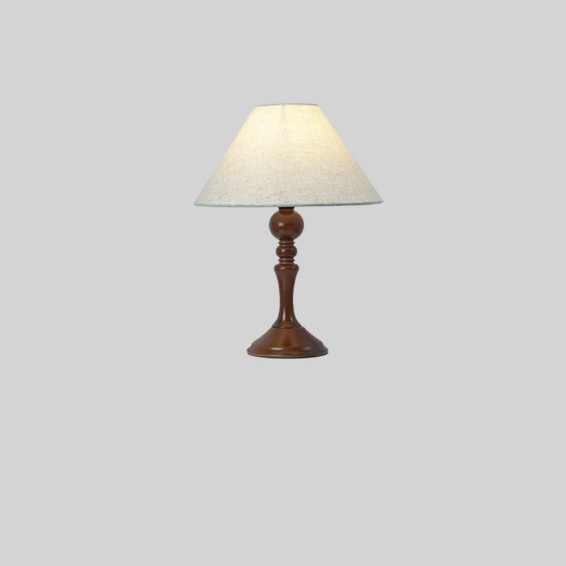 Traditional Vintage Drum Floral Fabric Wood 1-Light Table Lamp For Living Room