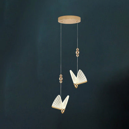 Contemporary Creative Adjustable Height Butterfly Acrylic Iron Zinc Alloy LED Chandelier For Living Room