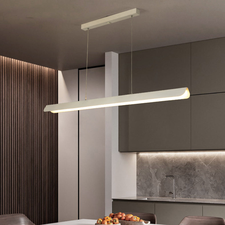 ثريا جزيرة LED مصنوعة من الحديد والسيليكون والأكريليك بتصميم حديث وبسيط لغرفة الطعام 