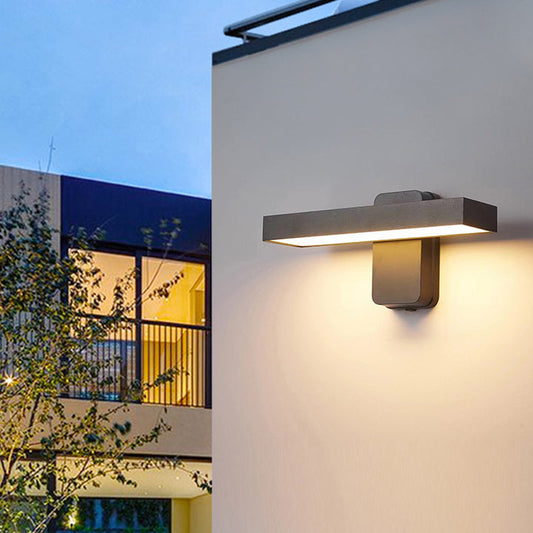 مصباح حائط LED مستطيل الشكل مصنوع من الألومنيوم والأكريليك بتصميم عصري بسيط ومقاوم للماء للاستخدام في الهواء الطلق 