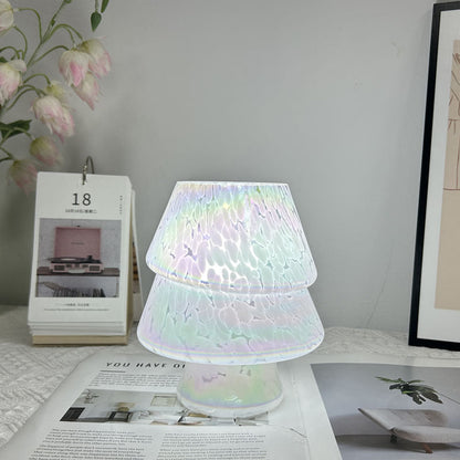 Contemporary Creative Colorful Christmas Tree Glass USB LED Table Lamp For Bedroom
