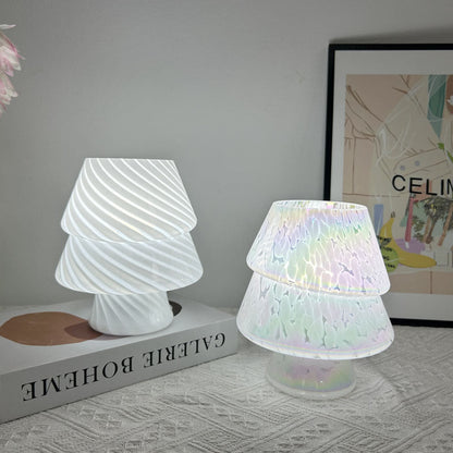 Contemporary Creative Colorful Christmas Tree Glass USB LED Table Lamp For Bedroom
