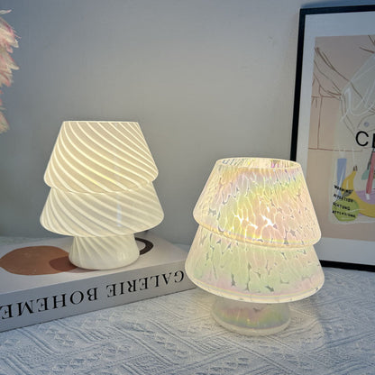 Contemporary Creative Colorful Christmas Tree Glass USB LED Table Lamp For Bedroom