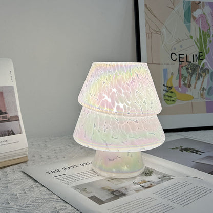 Contemporary Creative Colorful Christmas Tree Glass USB LED Table Lamp For Bedroom