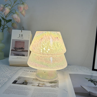 Contemporary Creative Colorful Christmas Tree Glass USB LED Table Lamp For Bedroom
