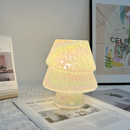 Contemporary Creative Colorful Christmas Tree Glass USB LED Table Lamp For Bedroom