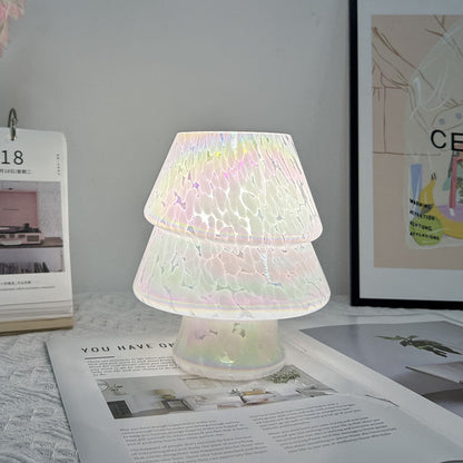 Contemporary Creative Colorful Christmas Tree Glass USB LED Table Lamp For Bedroom