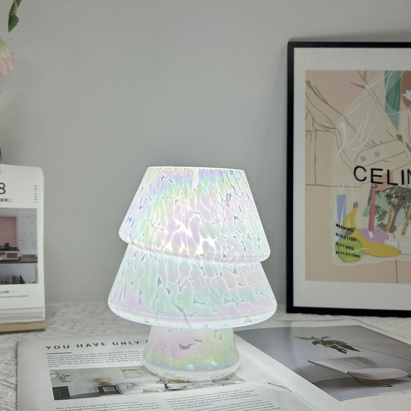 Contemporary Creative Colorful Christmas Tree Glass USB LED Table Lamp For Bedroom
