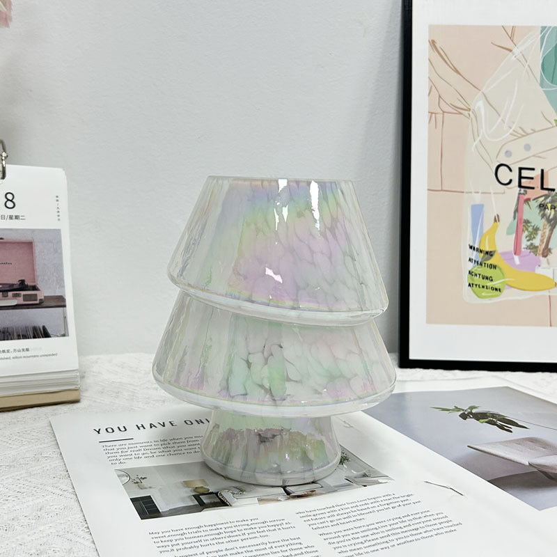 Contemporary Creative Colorful Christmas Tree Glass USB LED Table Lamp For Bedroom