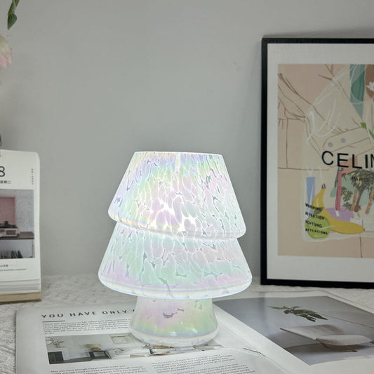 Contemporary Creative Colorful Christmas Tree Glass USB LED Table Lamp For Bedroom