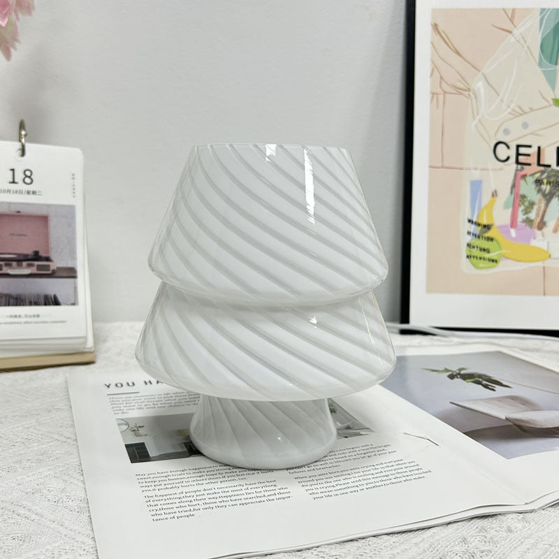Contemporary Creative Colorful Christmas Tree Glass USB LED Table Lamp For Bedroom