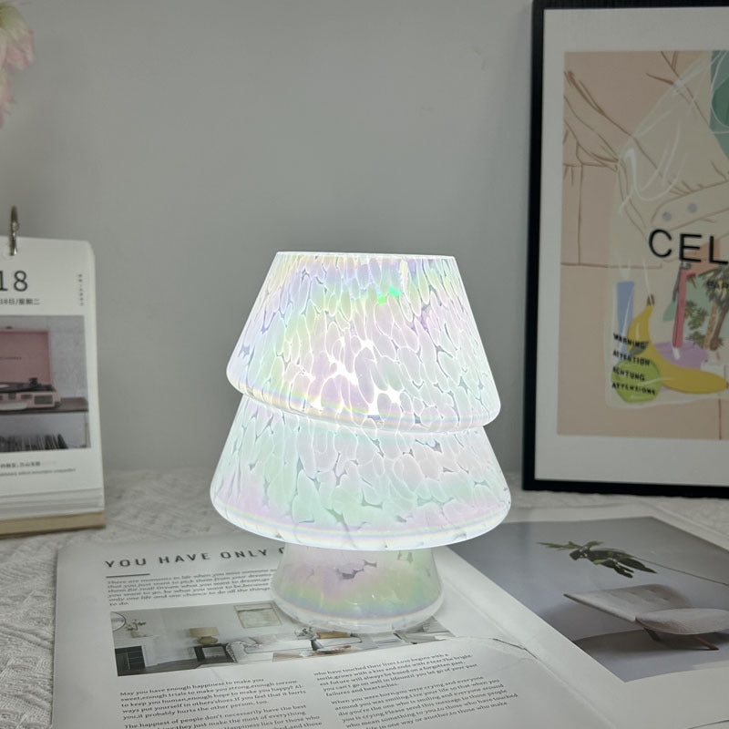 Contemporary Creative Colorful Christmas Tree Glass USB LED Table Lamp For Bedroom