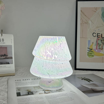 Contemporary Creative Colorful Christmas Tree Glass USB LED Table Lamp For Bedroom