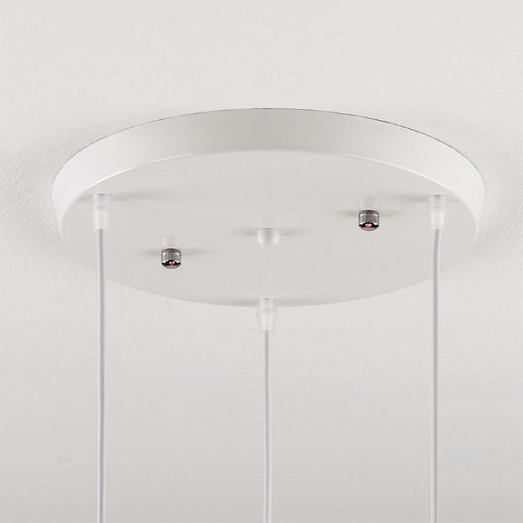 Contemporary Nordic Globe Pumpkin Flower Hardware Glass 3-Light Chandelier Island Light For Dining Room