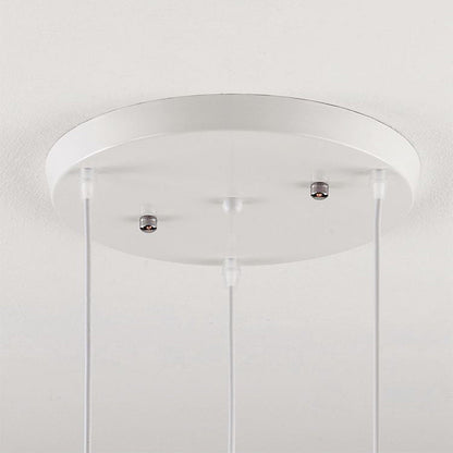 Contemporary Nordic Globe Pumpkin Flower Hardware Glass 3-Light Chandelier Island Light For Dining Room
