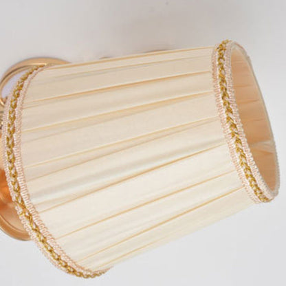 Traditional European Hardware Fabric Flower Cylinder Shade 1/2-Light Wall Sconce Lamp For Living Room