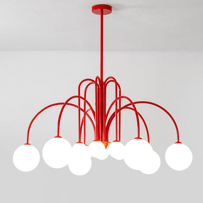 Contemporary Nordic Iron Frame Arm Glass Globe 6/8/12-Light Chandeliers For Dining Room