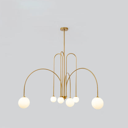 Contemporary Nordic Iron Frame Arm Glass Globe 6/8/12-Light Chandeliers For Dining Room