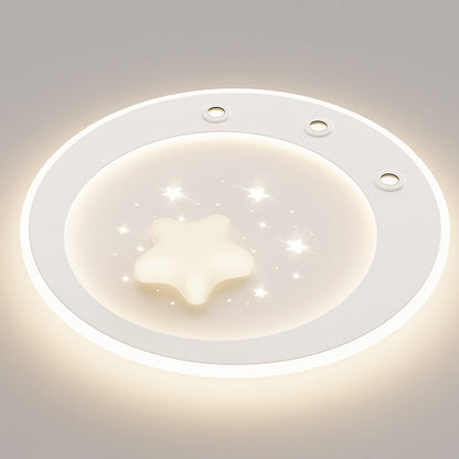 Contemporary Simplicity Iron PE Acrylic Round Star LED Spotlight Flush Mount Ceiling Light For Living Room