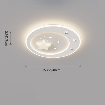 Contemporary Simplicity Iron PE Acrylic Round Star LED Spotlight Flush Mount Ceiling Light For Living Room