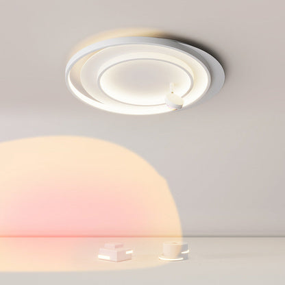 Contemporary Creative Hardware Aluminum Acrylic Oval Rotatable Sunset Spotlight LED Flush Mount Ceiling Light For Bedroom