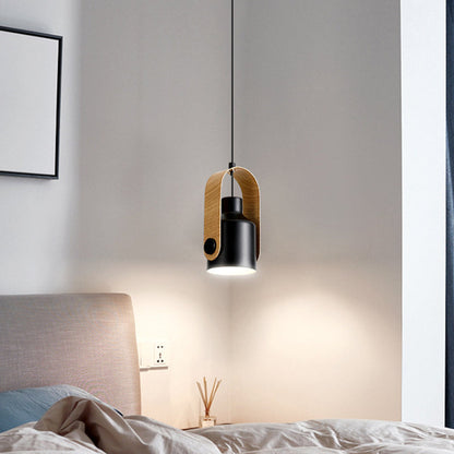 Contemporary Nordic Iron Curved Adjustable Swivel Spotlight 1-Light Pendant Light For Bedroom