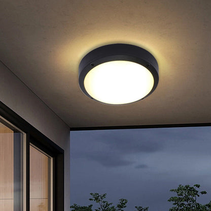 Modern Minimalist Waterproof Round Aluminum Acrylic LED Outdoor Flush Mount Ceiling Light For Garden