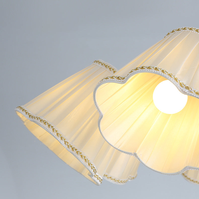 Traditional French Branch Flower Fabric Iron Wood 5/6/8 -Light Chandelier For Living Room