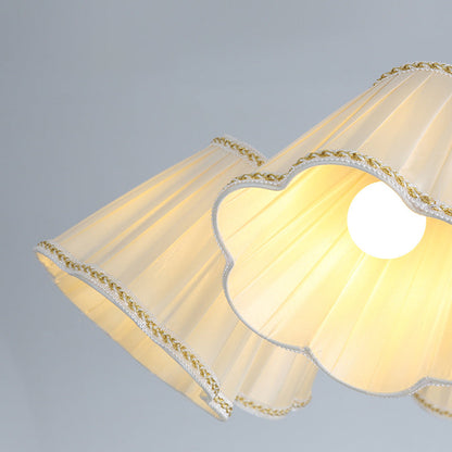 Traditional French Branch Flower Fabric Iron Wood 5/6/8 -Light Chandelier For Living Room