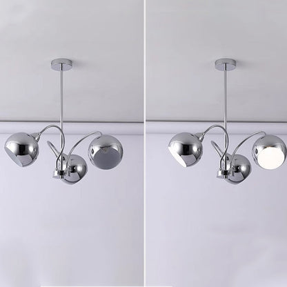 Modern Mid-Century Iron Finish Round 3/5-Light Chandelier For Living Room