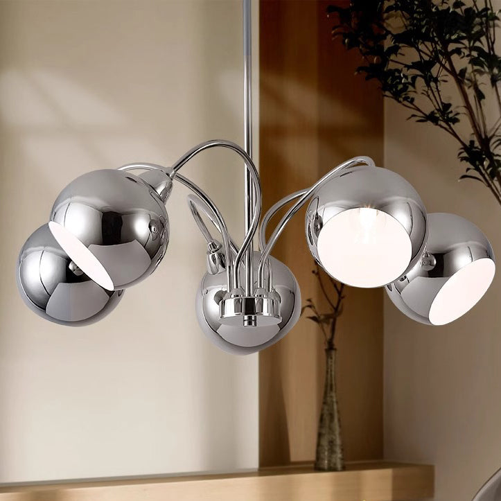 Modern Mid-Century Iron Finish Round 3/5-Light Chandelier For Living Room