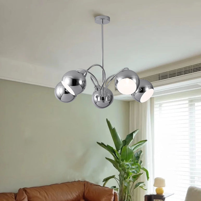 Modern Mid-Century Iron Finish Round 3/5-Light Chandelier For Living Room