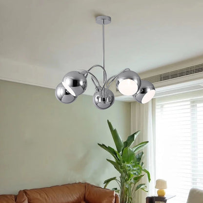 Modern Mid-Century Iron Finish Round 3/5-Light Chandelier For Living Room