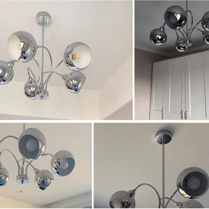 Modern Mid-Century Iron Finish Round 3/5-Light Chandelier For Living Room