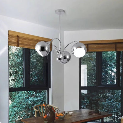 Modern Mid-Century Iron Finish Round 3/5-Light Chandelier For Living Room