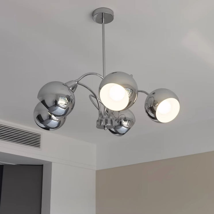 Modern Mid-Century Iron Finish Round 3/5-Light Chandelier For Living Room