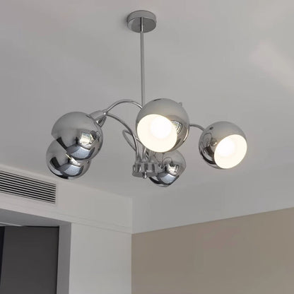 Modern Mid-Century Iron Finish Round 3/5-Light Chandelier For Living Room