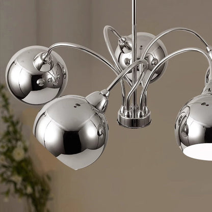 Modern Mid-Century Iron Finish Round 3/5-Light Chandelier For Living Room