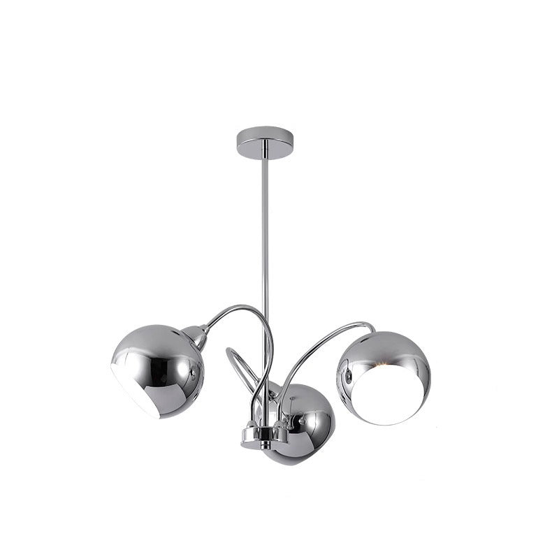 Modern Mid-Century Iron Finish Round 3/5-Light Chandelier For Living Room