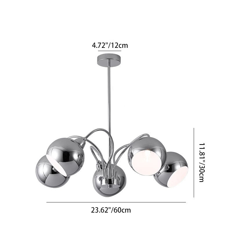 Modern Mid-Century Iron Finish Round 3/5-Light Chandelier For Living Room
