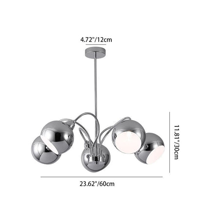 Modern Mid-Century Iron Finish Round 3/5-Light Chandelier For Living Room
