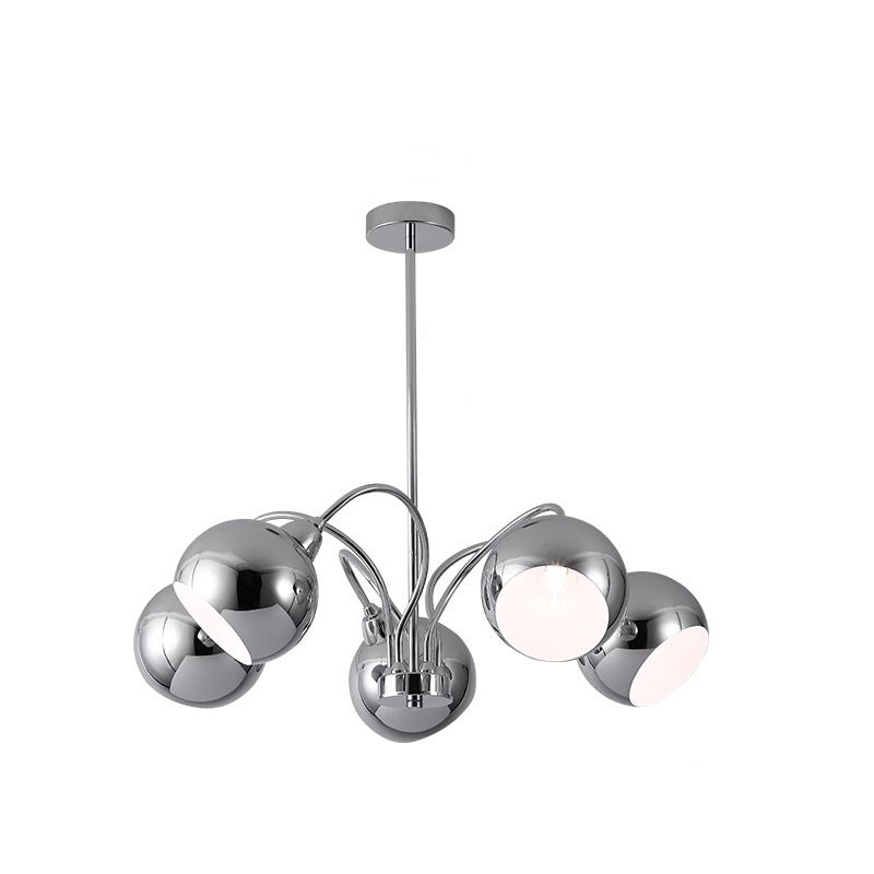 Modern Mid-Century Iron Finish Round 3/5-Light Chandelier For Living Room