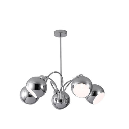 Modern Mid-Century Iron Finish Round 3/5-Light Chandelier For Living Room