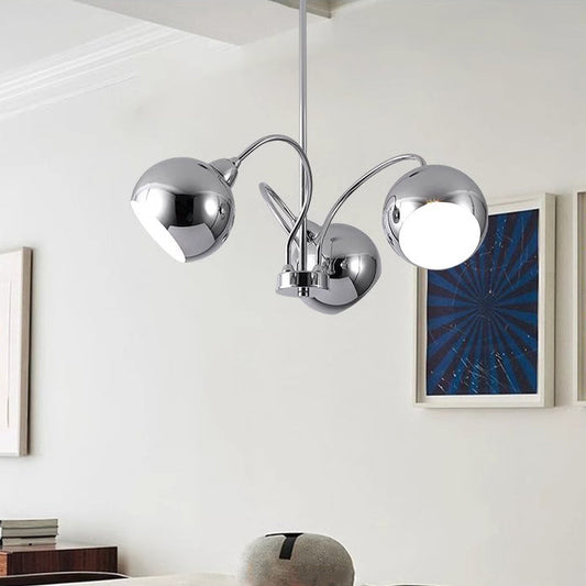 Modern Mid-Century Iron Finish Round 3/5-Light Chandelier For Living Room