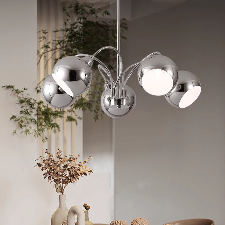Modern Mid-Century Iron Finish Round 3/5-Light Chandelier For Living Room