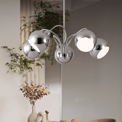 Modern Mid-Century Iron Finish Round 3/5-Light Chandelier For Living Room
