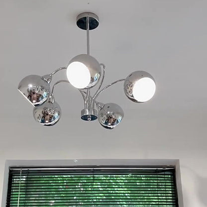 Modern Mid-Century Iron Finish Round 3/5-Light Chandelier For Living Room