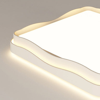 Modern Minimalist Cream Square Round Iron Acrylic PE LED Flush Mount Ceiling Light For Bedroom
